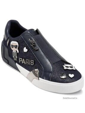 Faux Leather Slip On Sneaker with Pins Round Toe Casual